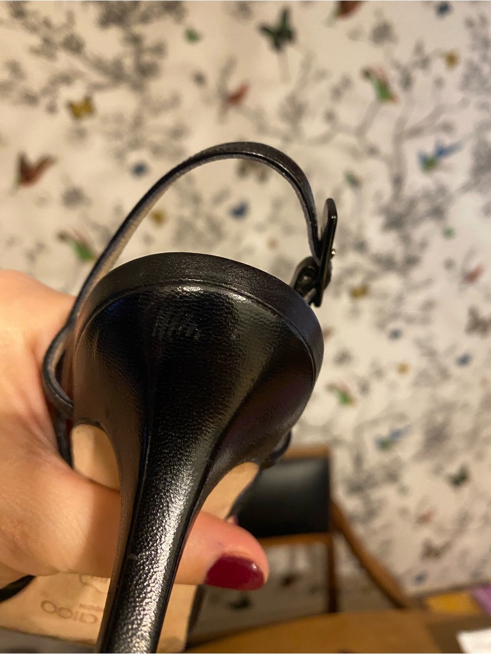 Vintage ‘90s/Y2K Jimmy Choo Black Leather Cutout Slingback Heels - Picture 15 of 16